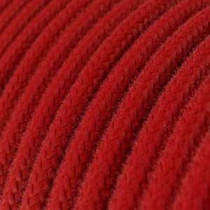 Fil Électrique Rond Gaine De Tissu De Couleur Coton Tissu Uni Rouge Feu RC35
