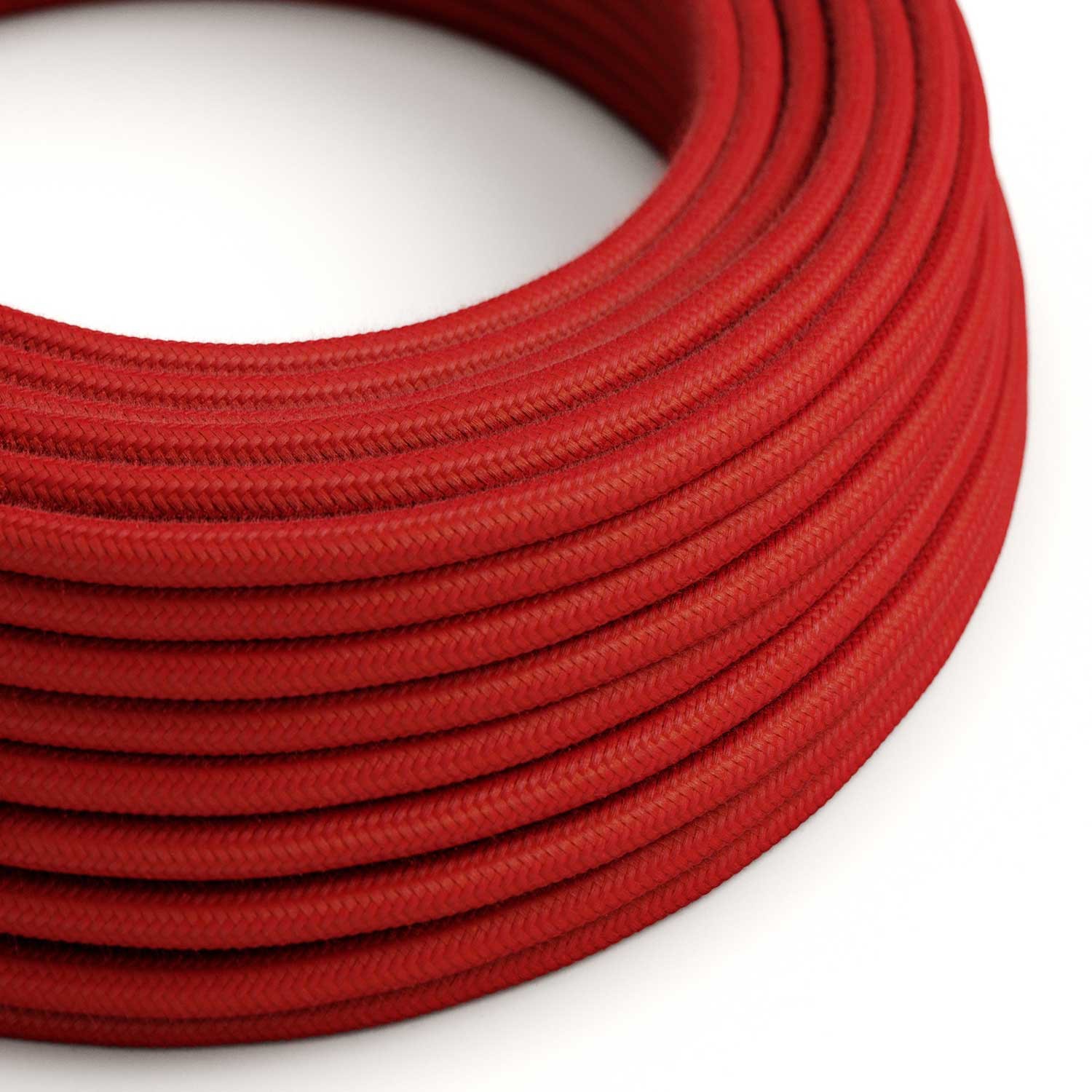 Fil Électrique Rond Gaine De Tissu De Couleur Coton Tissu Uni Rouge Feu RC35