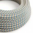 Elektrisches Kabel rund überzogen mit Baumwolle Streifen Farbe-Blau und natürliches Leinen RD55