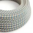 Fil Électrique Rond Gaine De Tissu De Couleur Coton Stripes Bleu Steward et lin Naturel RD55