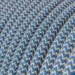 Cavo Elettrico rotondo rivestito in Cotone ZigZag Blu Steward e Lino Naturale RD75