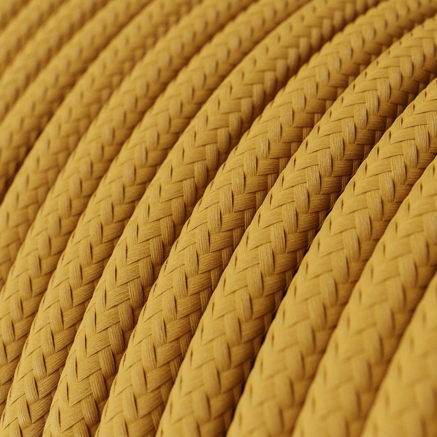 Elektrisches Kabel rund überzogen mit Textil-Seideneffekt Einfarbig Senf RM25