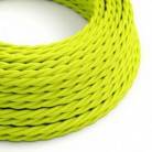 Elektrisches Kabel geflochten überzogen mit Textil-Seideneffekt Einfarbig Gelb Fluo TF10