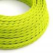 Elektrisches Kabel geflochten überzogen mit Textil-Seideneffekt Einfarbig Gelb Fluo TF10