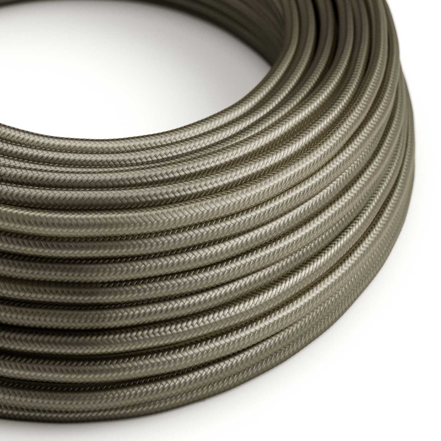 Fil Électrique Rond Gaine De Tissu De Couleur Effet Soie Tissu Uni Gris Foncé RM26