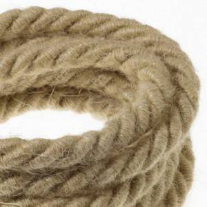 Corde XL, câble électrique 3x0,75. Revêtement en jute brute. Diamètre 16mm.