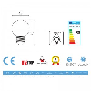 Lampadina filamento Led Sfera 4W E14 Chiara