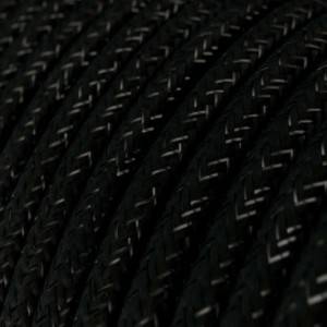 Cavo Elettrico rotondo rivestito in tessuto effetto Seta Glitterato Nero RL04