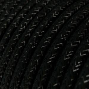 Elektrisches Kabel rund überzogen mit Textil-Seideneffekt Einfarbig Schwarz geglittert RL04