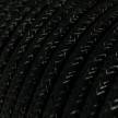 Elektrisches Kabel rund überzogen mit Textil-Seideneffekt Einfarbig Schwarz geglittert RL04
