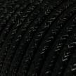 Elektrisches Kabel rund überzogen mit Textil-Seideneffekt Einfarbig Schwarz geglittert RL04