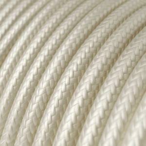 Elektrisches Kabel rund überzogen mit Textil-Seideneffekt Einfarbig Elfenbein RM00