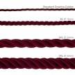 Corde XL, câble électrique 3x0,75. Revêtement en tissu bordeaux foncé brillant. Diamètre 16mm.