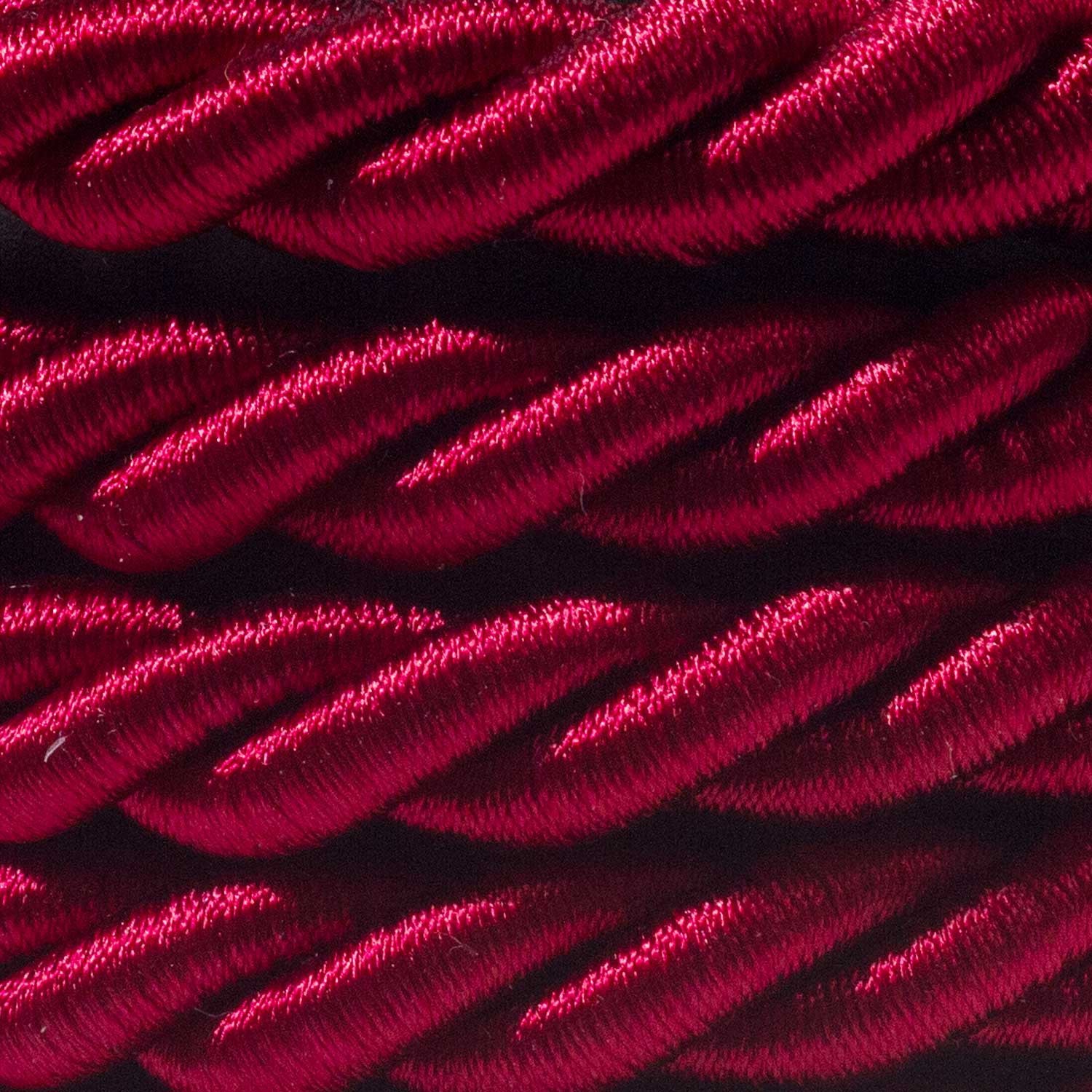 Corde XL, câble électrique 3x0,75. Revêtement en tissu bordeaux foncé brillant. Diamètre 16mm.