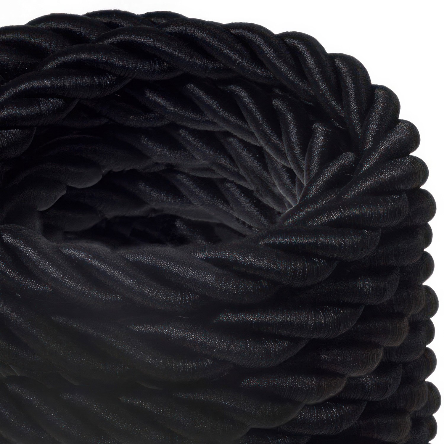 Corde 2XL, câble électrique 3x0,75. Revêtement en tissu noir brillant. Diamètre 24mm.