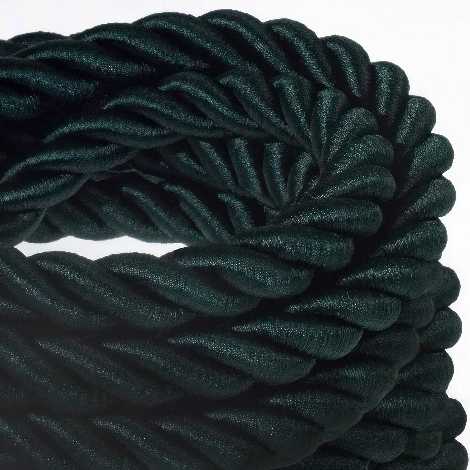 Corde 2XL, câble électrique 3x0,75. Revêtement en tissu vert foncé brillant. Diamètre 24mm.