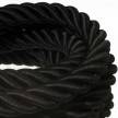 Corde 3XL, câble électrique 3x0,75. Revêtement en tissu noir brillant. Diamètre 30mm.