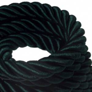 Corde 3XL, câble électrique 3x0,75. Revêtement en tissu vert foncé brillant. Diamètre 30mm.