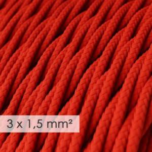 Textilkabel geflochten mit breitem Querschnitt 3x1,50 - Seideneffekt Rot TM09