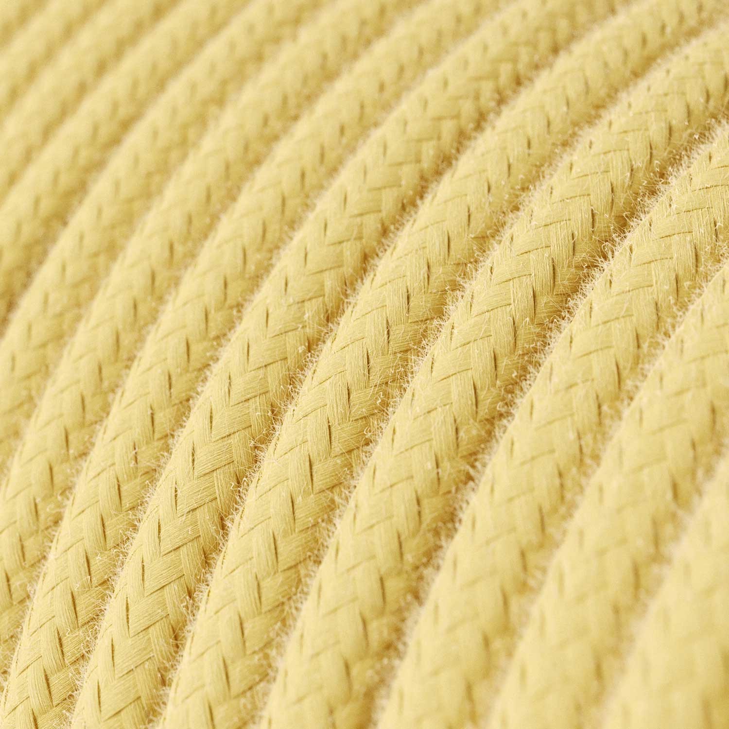 Elektrisches Kabel rund überzogen mit Baumwolle Pastell Gelb RC10