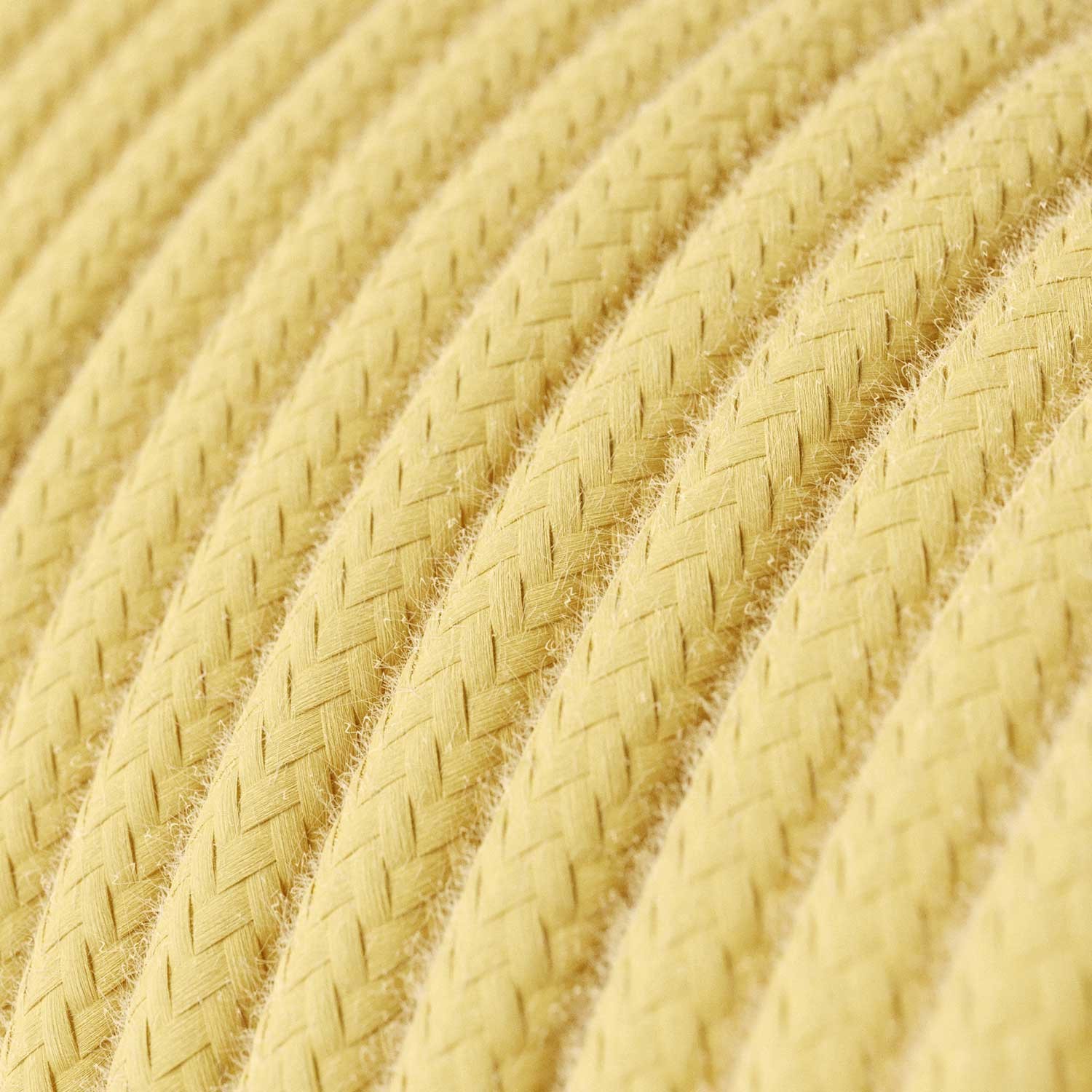 Fil Électrique Rond Gaine De Tissu De Couleur Coton Jaune Pastel RC10