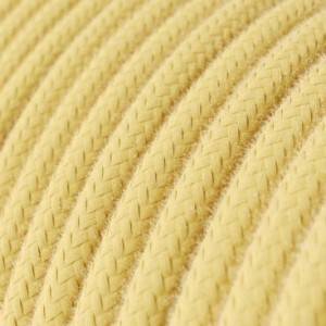 Fil Électrique Rond Gaine De Tissu De Couleur Coton Jaune Pastel RC10