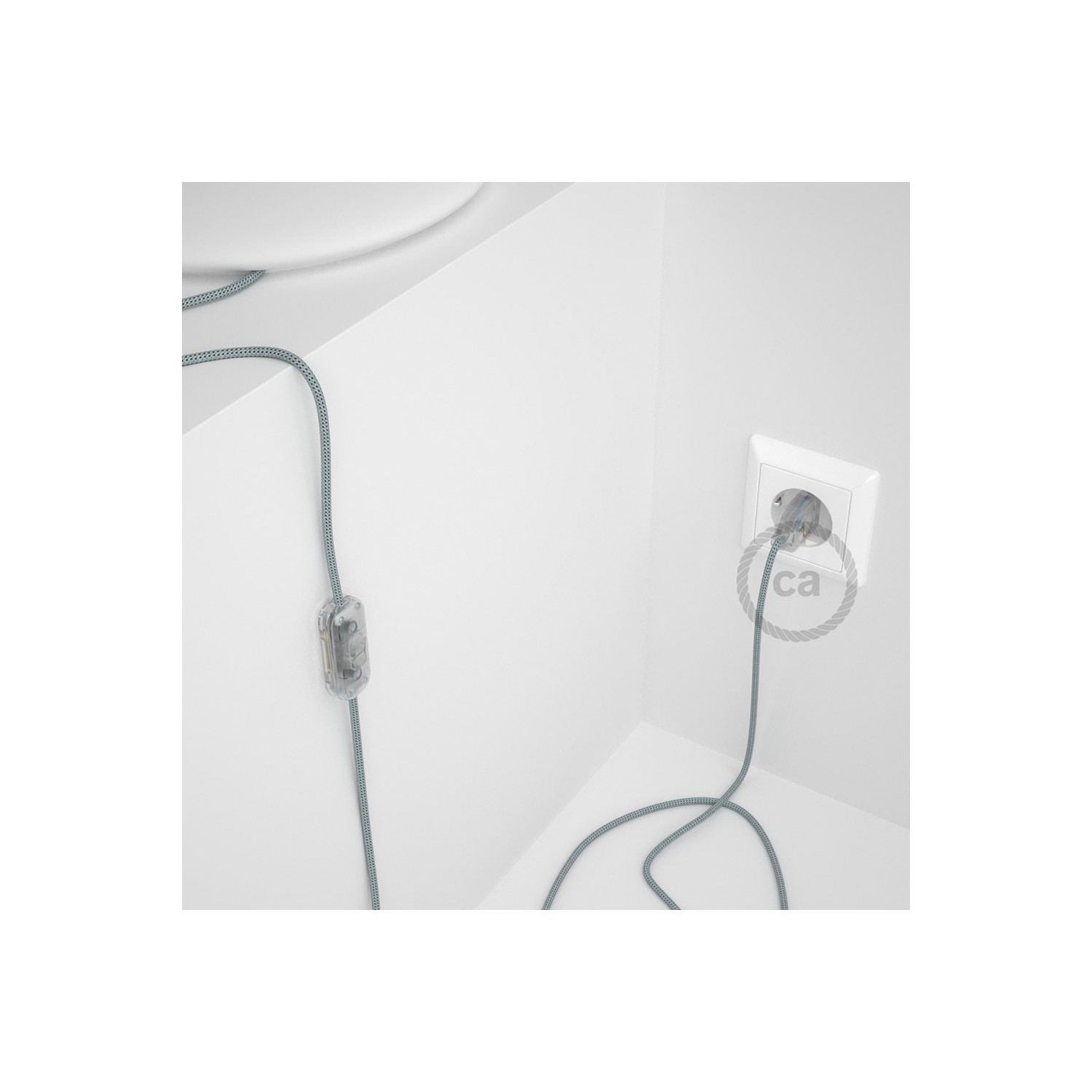 Cordon pour lampe, câble RT14 Effet Soie Stracciatella 1,80 m. Choisissez la couleur de la fiche et de l'interrupteur!