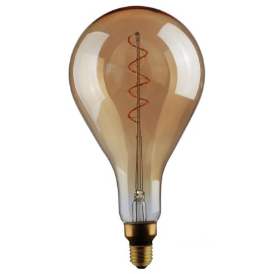 Ampoule Dorée XXL LED - Poire A165 Filament courbe avec Double Spirale 5W E27 Dimmable 2000K