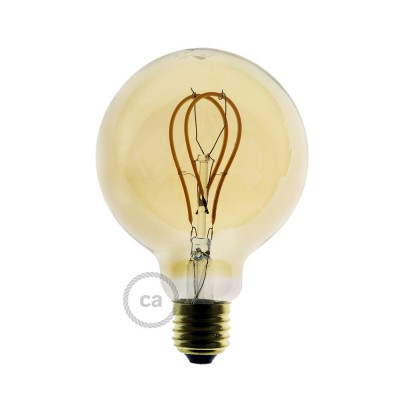 LED-Glühbirne gold - Globo G95 Curved Doppelluping Filament - 5W E27 dimmbar 2000K