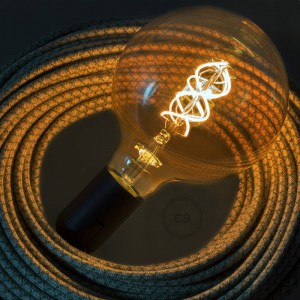 Ampoule Dorée LED - Globe G125 Filament courbe avec Spirale 4W E27 Dimmable 1800K