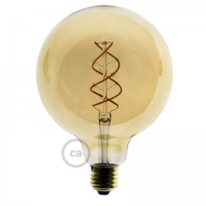 Ampoule Dorée LED - Globe G125 Filament courbe avec Spirale 4W E27 Dimmable 1800K