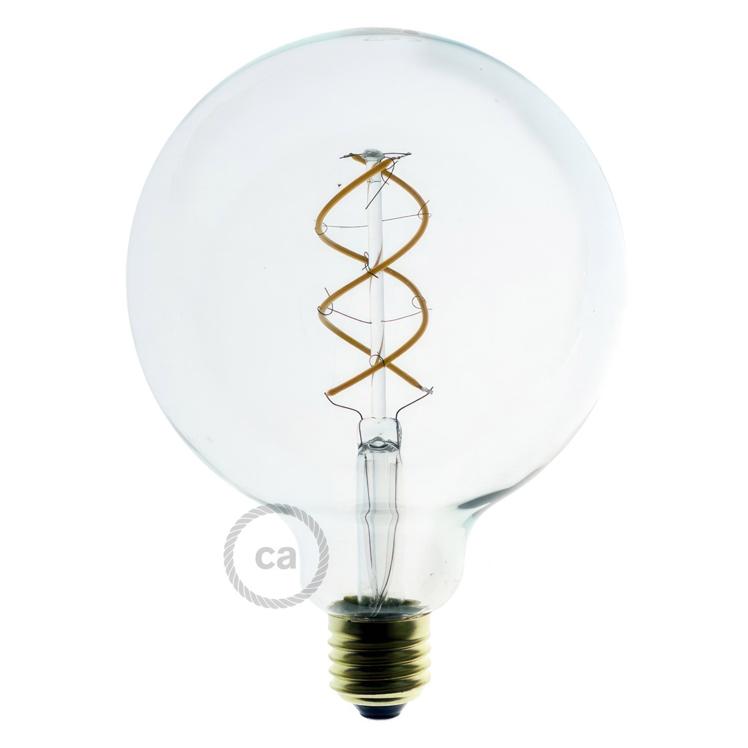 Ampoule Transparente LED - Globe G125 Filament courbe avec Spirale 4.9W E27 Dimmable 2200K