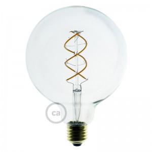 Ampoule Transparente LED - Globe G125 Filament courbe avec Spirale 4.9W E27 Dimmable 2200K