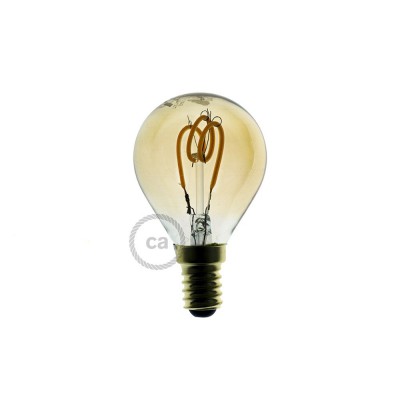LED-Glühbirne gold - Kugel G45 Curved Spirale Filament - 3W E14 dimmbar 2000K