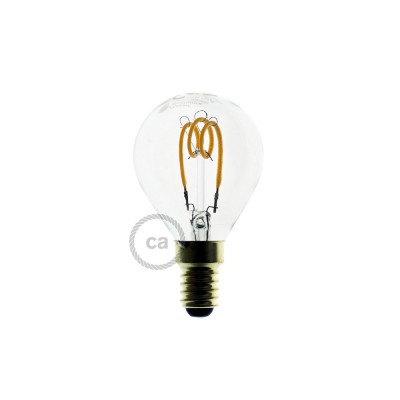LED-Glühbirne transparent - Kugel G45 Curved Spirale Filament - 3W E14 dimmbar 2200K