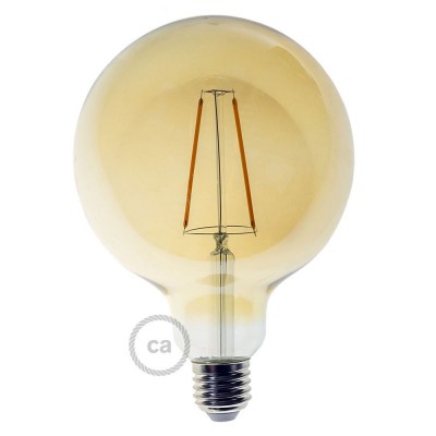 Lampadina Dorata LED Globo G125 Filamento Lungo 4W E27 Decorativa Vintage 2000K