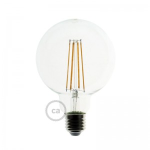 LED-Glühbirne transparent - Globo G95 Lang Filament - 7.5W E27 Deko Vintage dimmbar 2200K