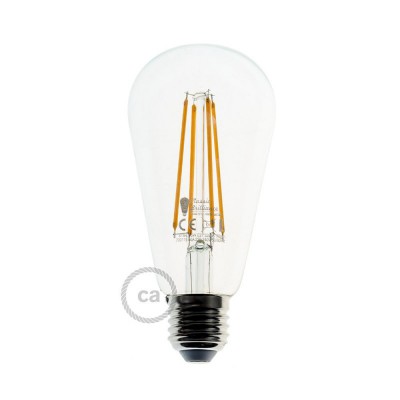 Lampadina Trasparente LED Edison ST64 Filamento Lungo 7,5W E27 Decorativa Vintage Dimmerabile 2200K