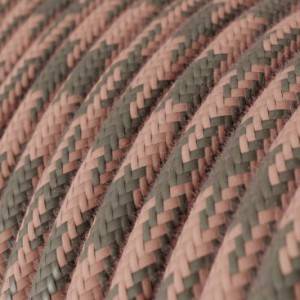 Cavo Elettrico rotondo rivestito in Cotone Bicolore Rosa Antico e Grigio RP26