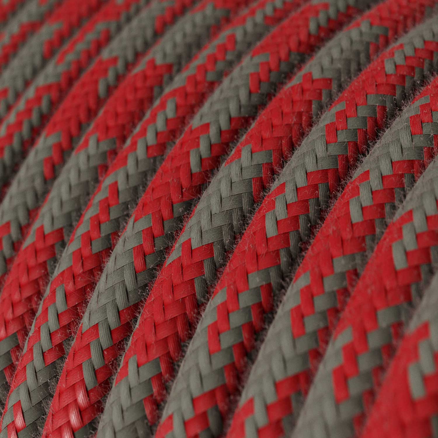 Cavo Elettrico rotondo rivestito in Cotone Bicolore Rosso Fuoco e Grigio RP28