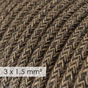 Textilkabel rund mit breitem Querschnitt 3x1,50 - Natürliches Leinen Braun RN04