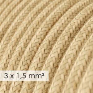 Textilkabel rund mit breitem Querschnitt 3x1,50 - Jutefaser RN06