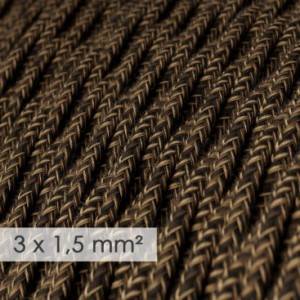 Textilkabel geflochten mit breitem Querschnitt 3x1,50 - Natürliches Leinen Braun TN04