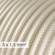 Textilkabel rund mit breitem Querschnitt 3x1,50 - Seideneffekt Elfenbein RM00