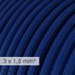 Cavo elettrico a larga sezione 3x1,50 rotondo - tessuto effetto seta Blu RM12