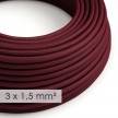 Cavo elettrico a larga sezione 3x1,50 rotondo - tessuto effetto seta Bordeaux RM19