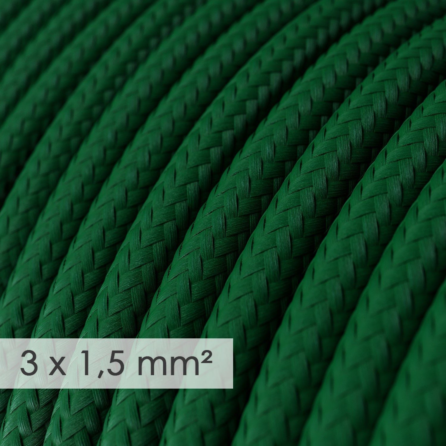 Cavo elettrico a larga sezione 3x1,50 rotondo - tessuto effetto seta Verde scuro RM21