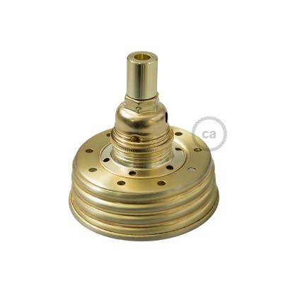 Kit éclairage pour bocal en verre en metal couleur Or avec serre-câble cylindrique et douille E14 métal laiton