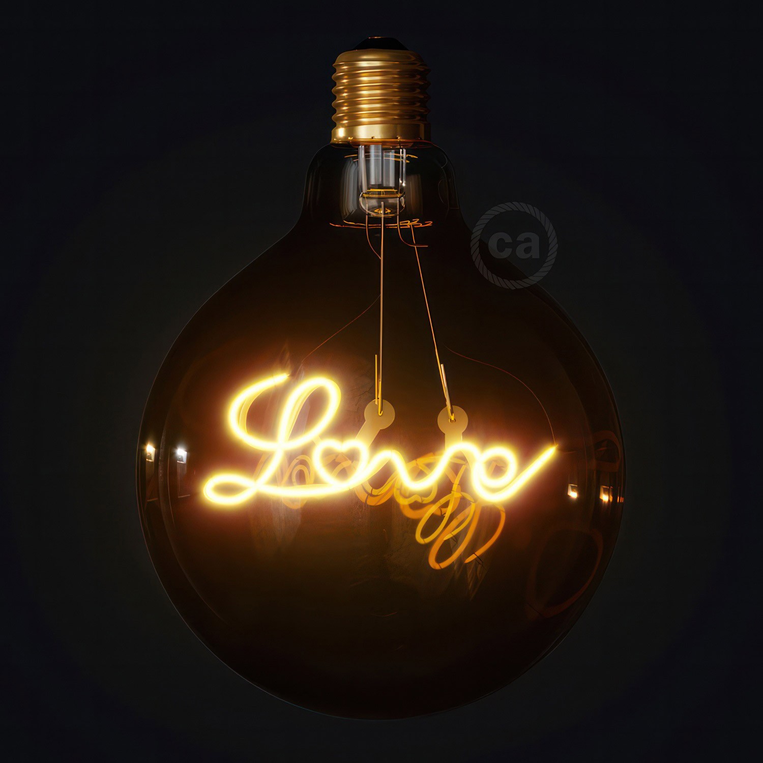 Ampoule Dorée Globe LED pour suspension - G125 Filament simple "Love" - 5W E27 Décorative Vintage 2000K