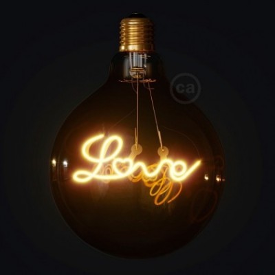Lampadina per sospensione Dorata LED Globo G125 Filamento Singolo “Love” 5W E27 Decorativa Vintage 2000K
